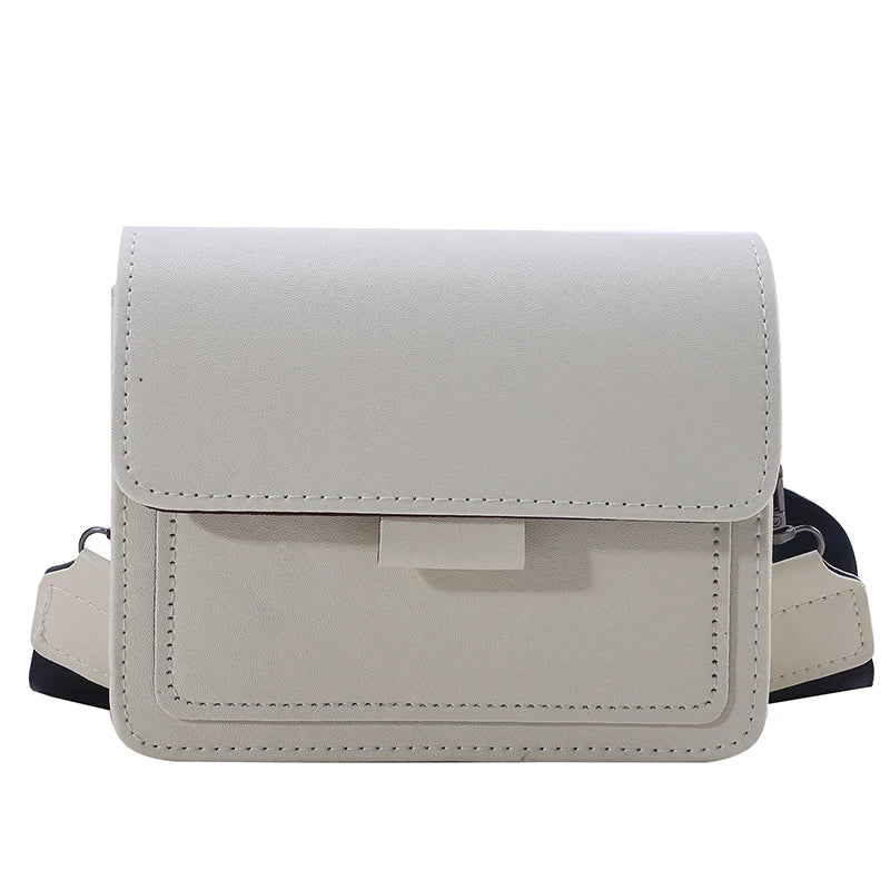 Women Small Square Bag Retro Versatile Wide Shoulder Strap Large Capacity Casual Portable Female One Shoulder Crossbody Bag white