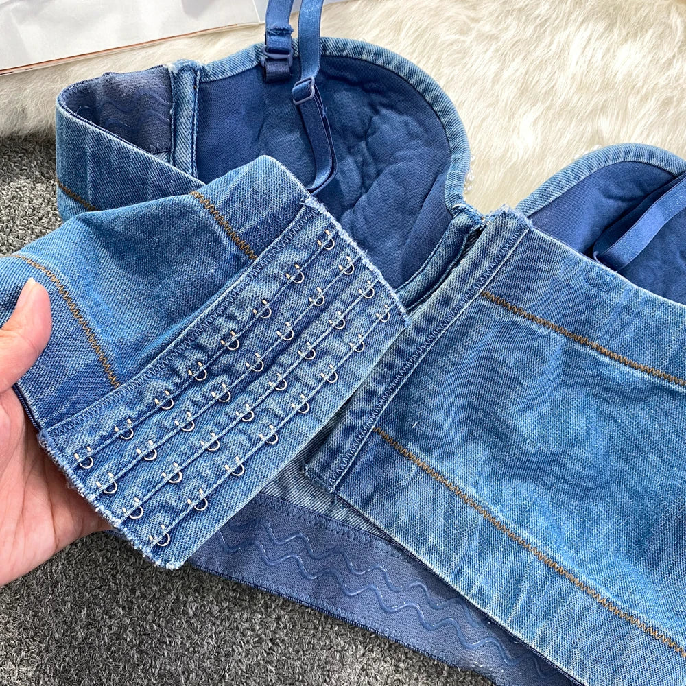 Women New Fashion Pearl Beads Camisole Sleeveless Sexy Bustier Clothing Push Up Night Club Bralette Crop Tops