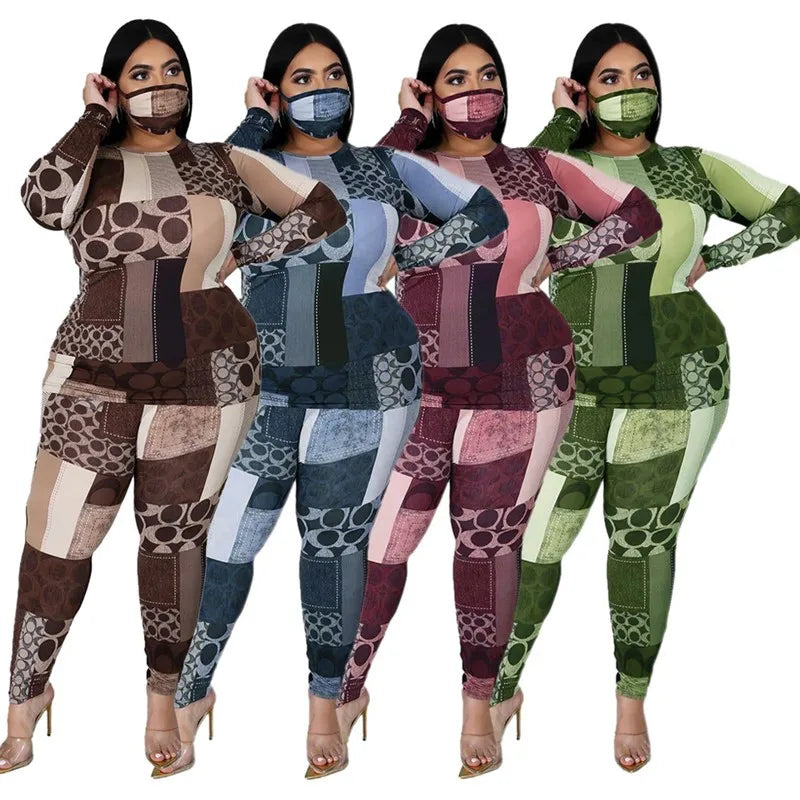 New Plus Size Clothing 2 Piece Set Tracksuit Stretch Top and Pants Outfits Jogger Sweatsuit Matching Suit Wholesale Dropshipping