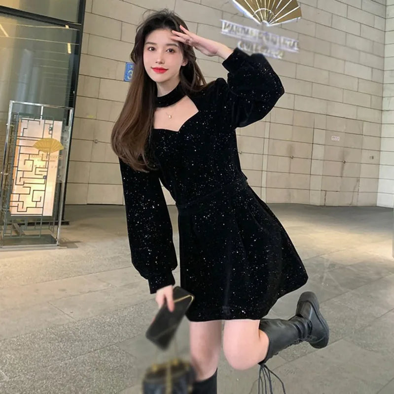 Women's Long Dress Autumn And Winter Dress Christmas High-end Neck Elegant Slim
