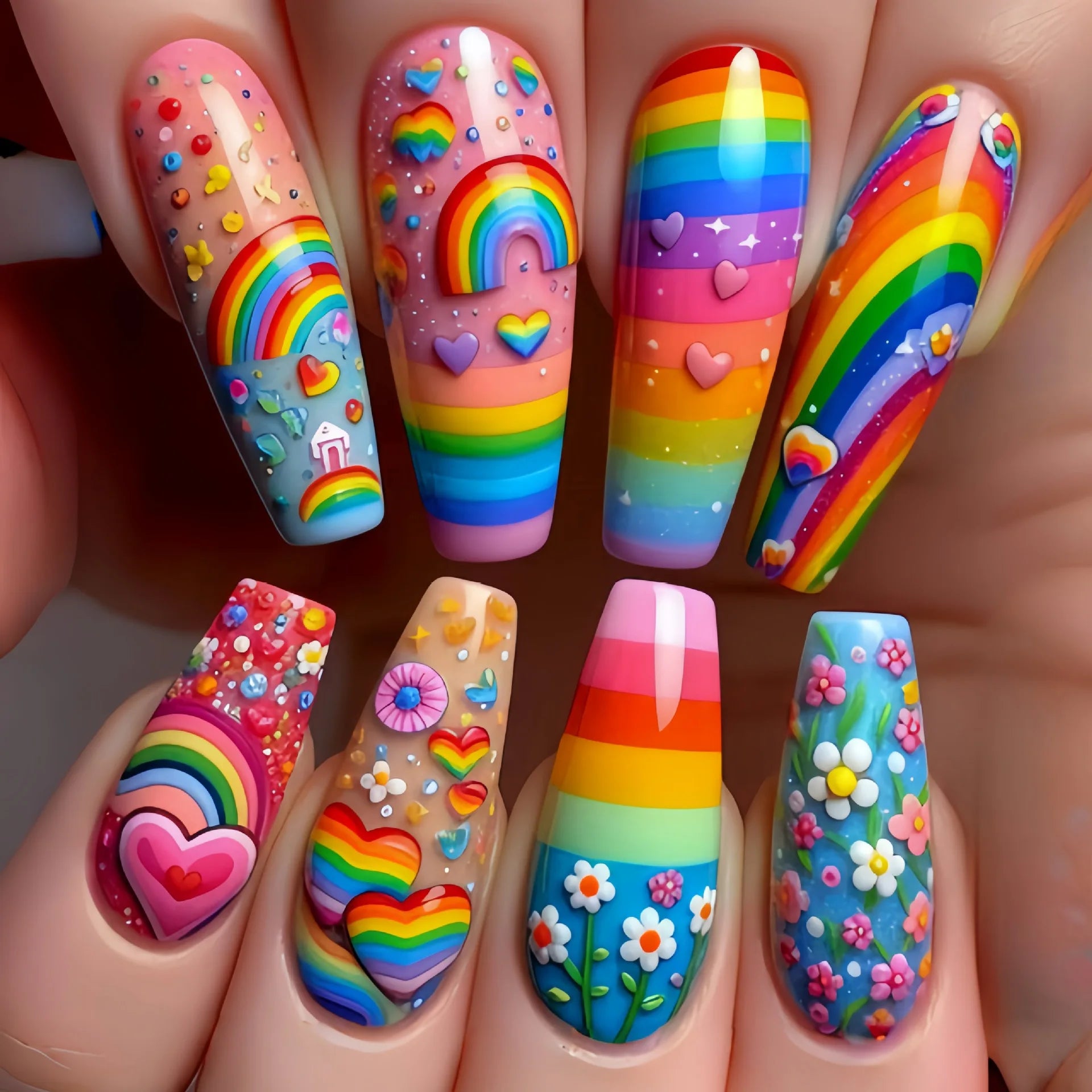 24 peças de unhas postiças de rosas vermelhas, flores longas, balé, design de unhas postiças francesas, cobertura total, pontas de unhas postiças vestíveis, arte
