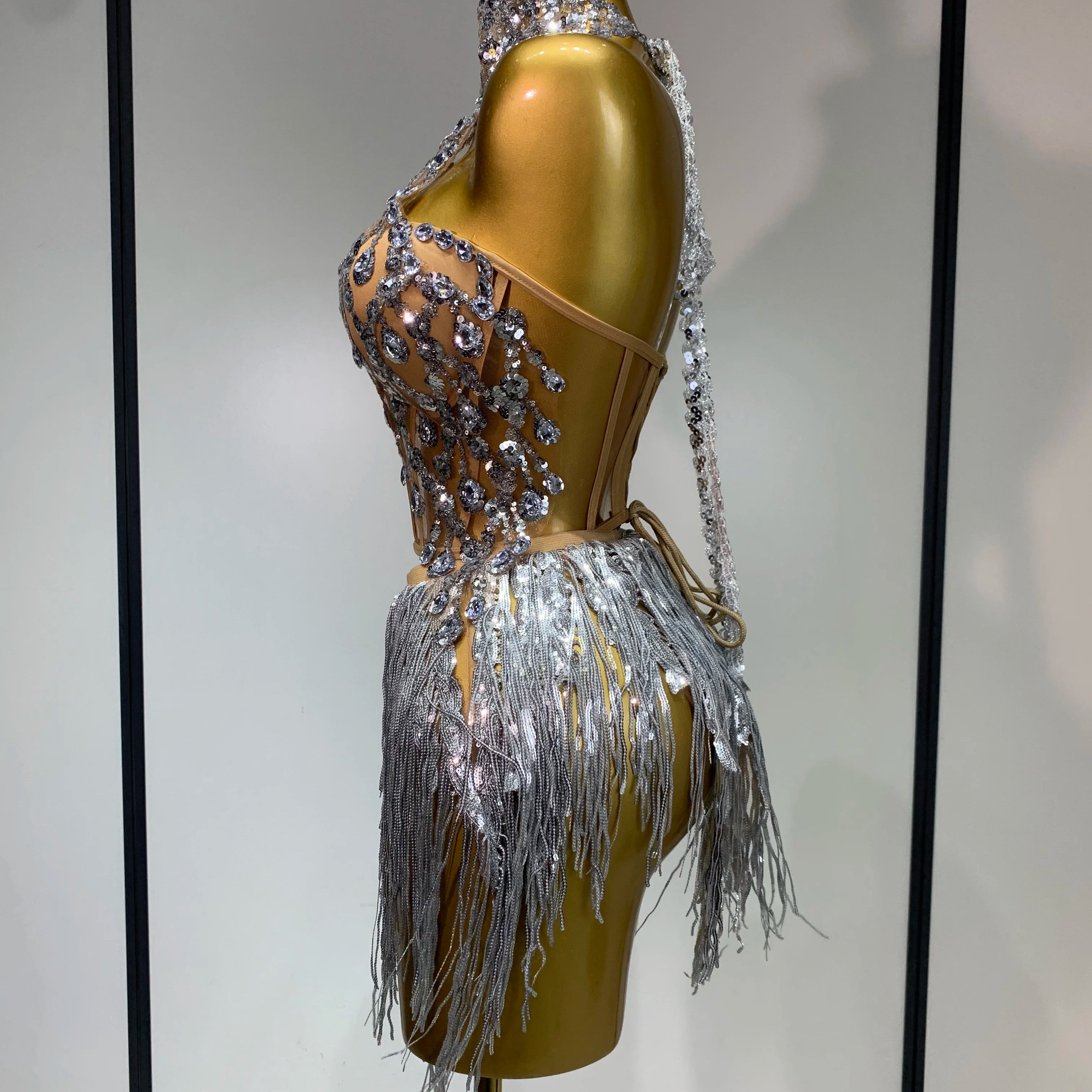 Women Sexy Sequins Rhinestone Glitter Two Pieces Sets 2025 Luxury Birthday Evening Party Nightclub Hotwife Singer Stage Outfit