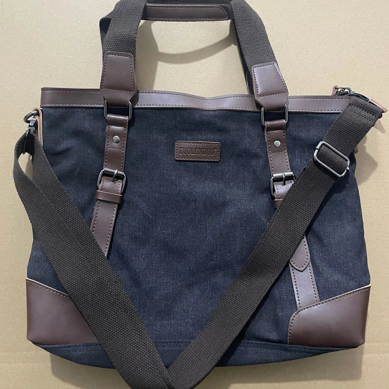 Khaki Casual Vintage Multifunction Soft Men's Canvas Travel Handbag Crossbody Shoulder Messenger Bag For Men black