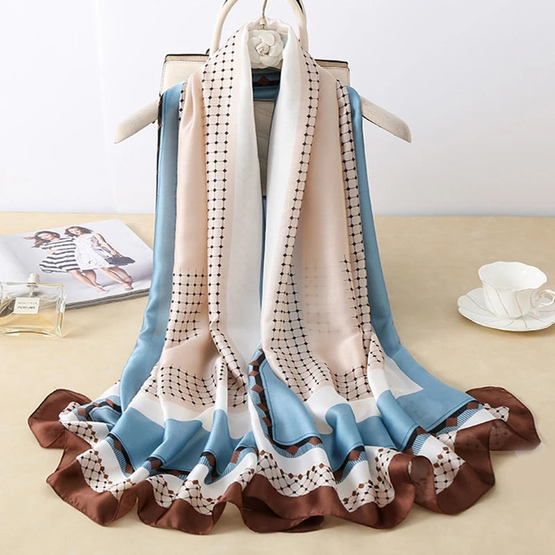 180*90cm Luxury Brand Spring Summer Autumn Women Clothing New Fashion Color matching printed silk scarf lady popular turba 66 180cmx90cm