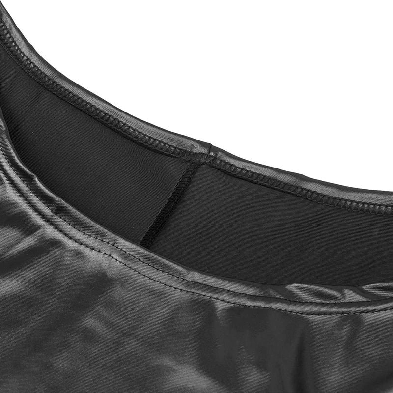 Leather Slanted Shoulder Dress, Sexy Short Sleeve Bodycon Dress, Women's Clothing