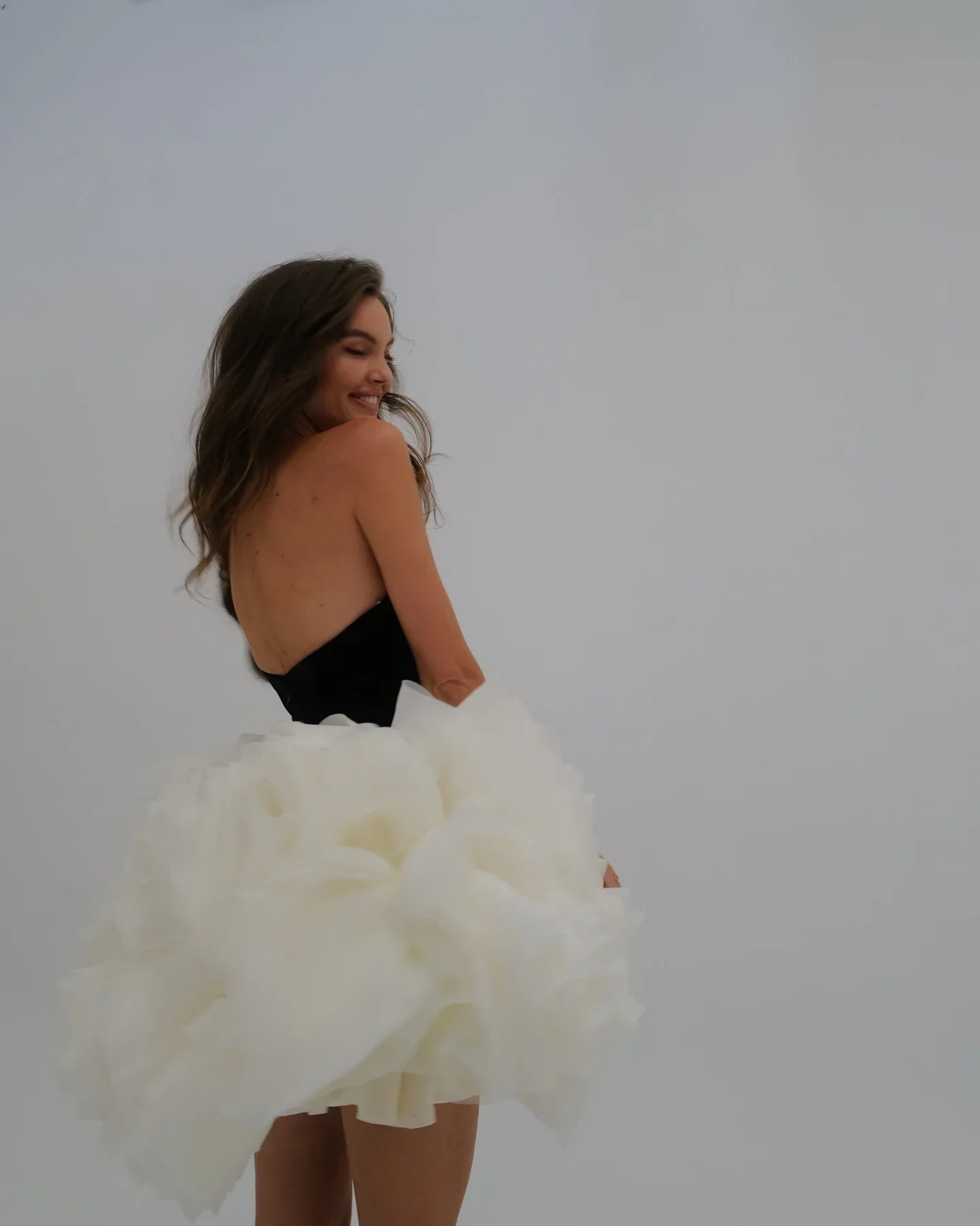 Summer Women Sexy Strapless Ball Gown Mini Cute Dress Big Florals Celebrate Birthday Party Photo Shoot Outfit