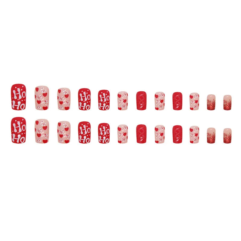 24Pcs/Set False Nail Christmas Fake Nail Tips Full Cover Acrylic False Nails Decoration For Nail Tip Beauty