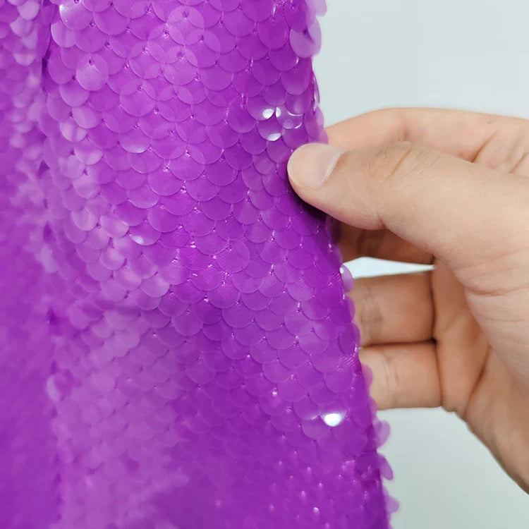 DEAT Fashion Women's Skirt Fit High Waist A-line Sequin Mid-calf Purple Versatile Skirts Female Summer New Tide 17A9008