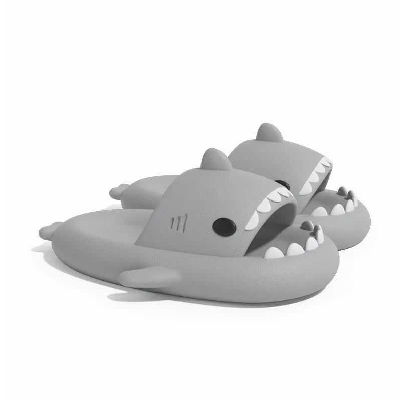 Summer Shark Slippers Women Slides Men Bathroom Flip Flops Home Anti-Skid Flat Shoes Outdoor Children's Funny Sandals GRAY