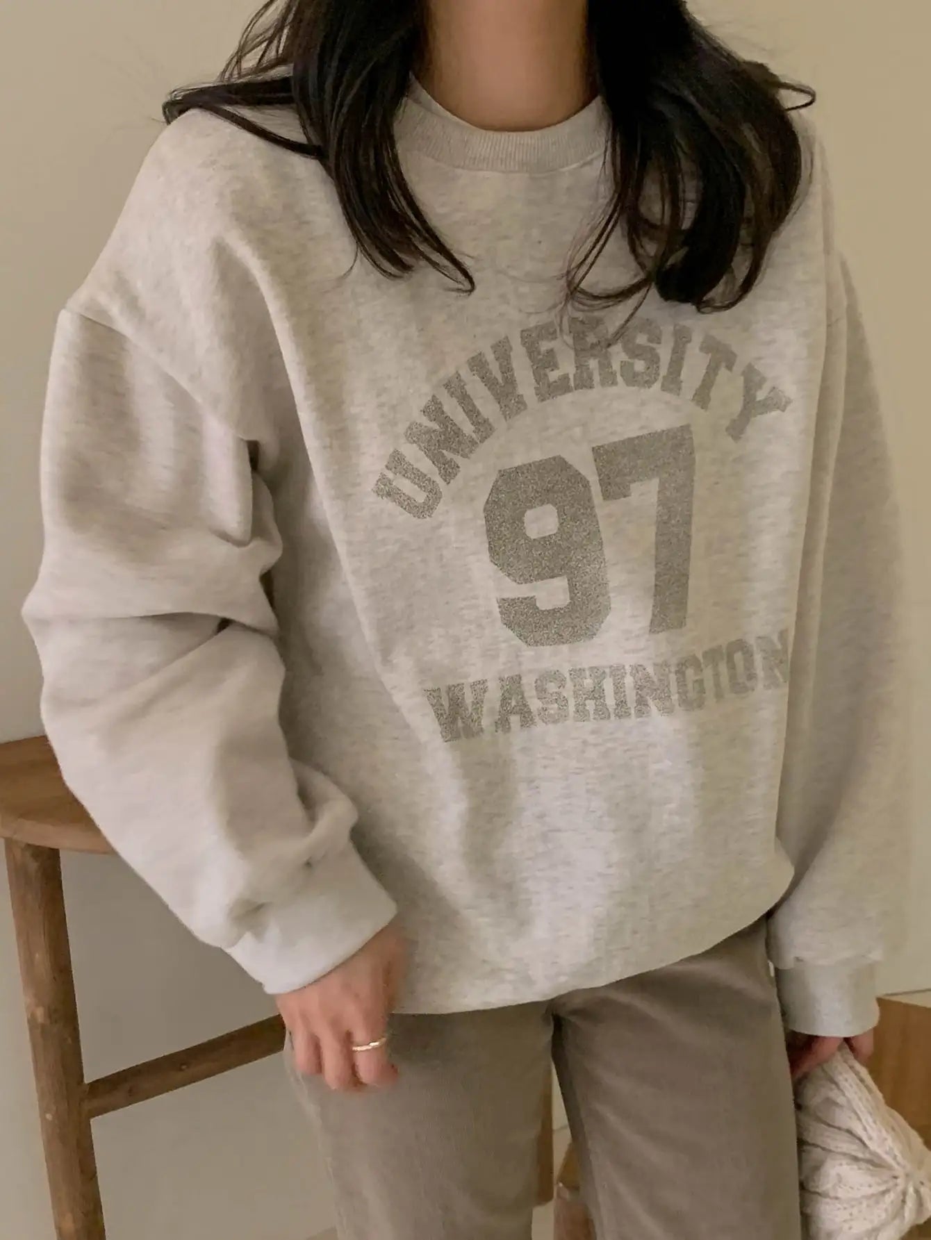 University 97 Washington Print Female Sweatshirts American Vintage Casual Clothing Street Hip Hop All-math Womens Long Sleeves