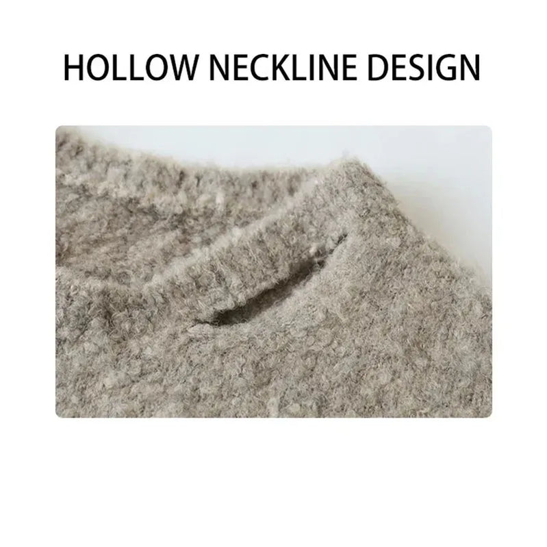 Women's Sweaters Casual Neckline Hollow Loose Jumpers Knitwear Soft Warm Female Pullovers Autumn Winter 2023 Fashion