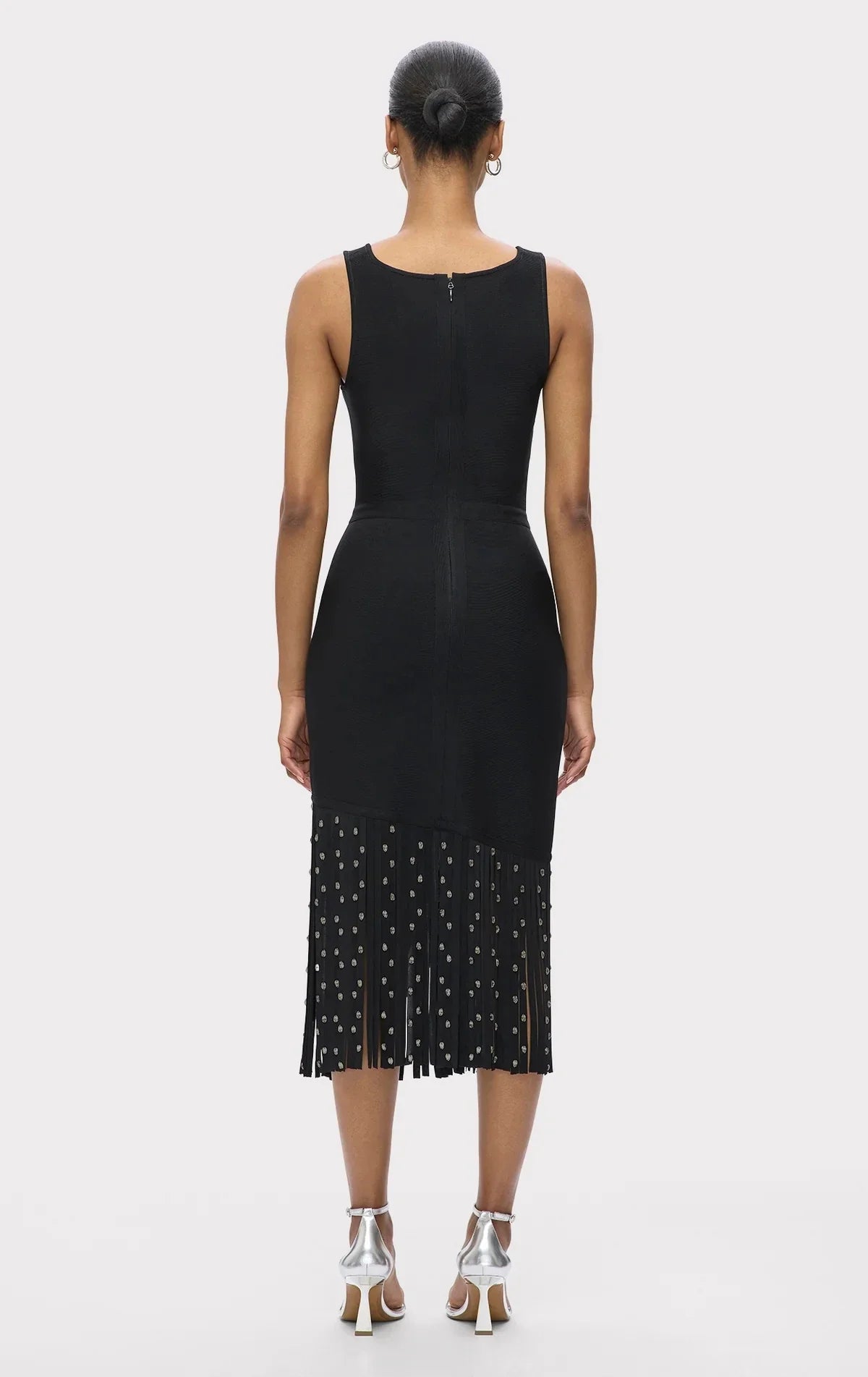 Fashion Crystal Tassel Temperament Suspender Bodycon Bandage Dress Sexy Midi Evening Party Birthday Dresses Vestidos