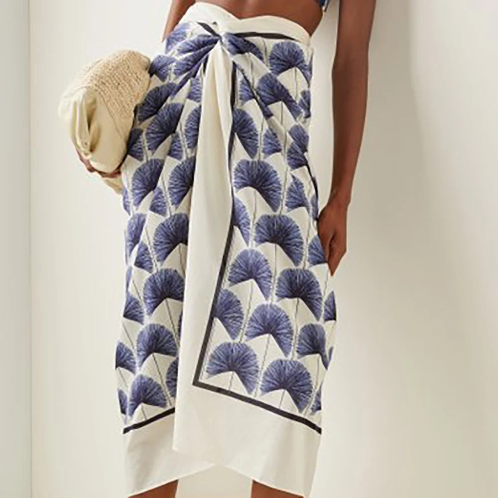 Women's 3 Piece Swimsuits Fashion Leaves Printed Bikini and Cover Up Beach Outfitssummer Bathing Suits High Waist Swimwear 2022