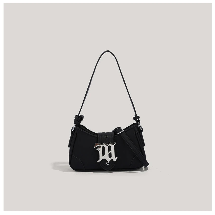 Women's Leisure Bag Luxury Designer Brand Handbag and Wallet Canvas Ribbon Sheet Metal Decoration Crossbody Bag Small black