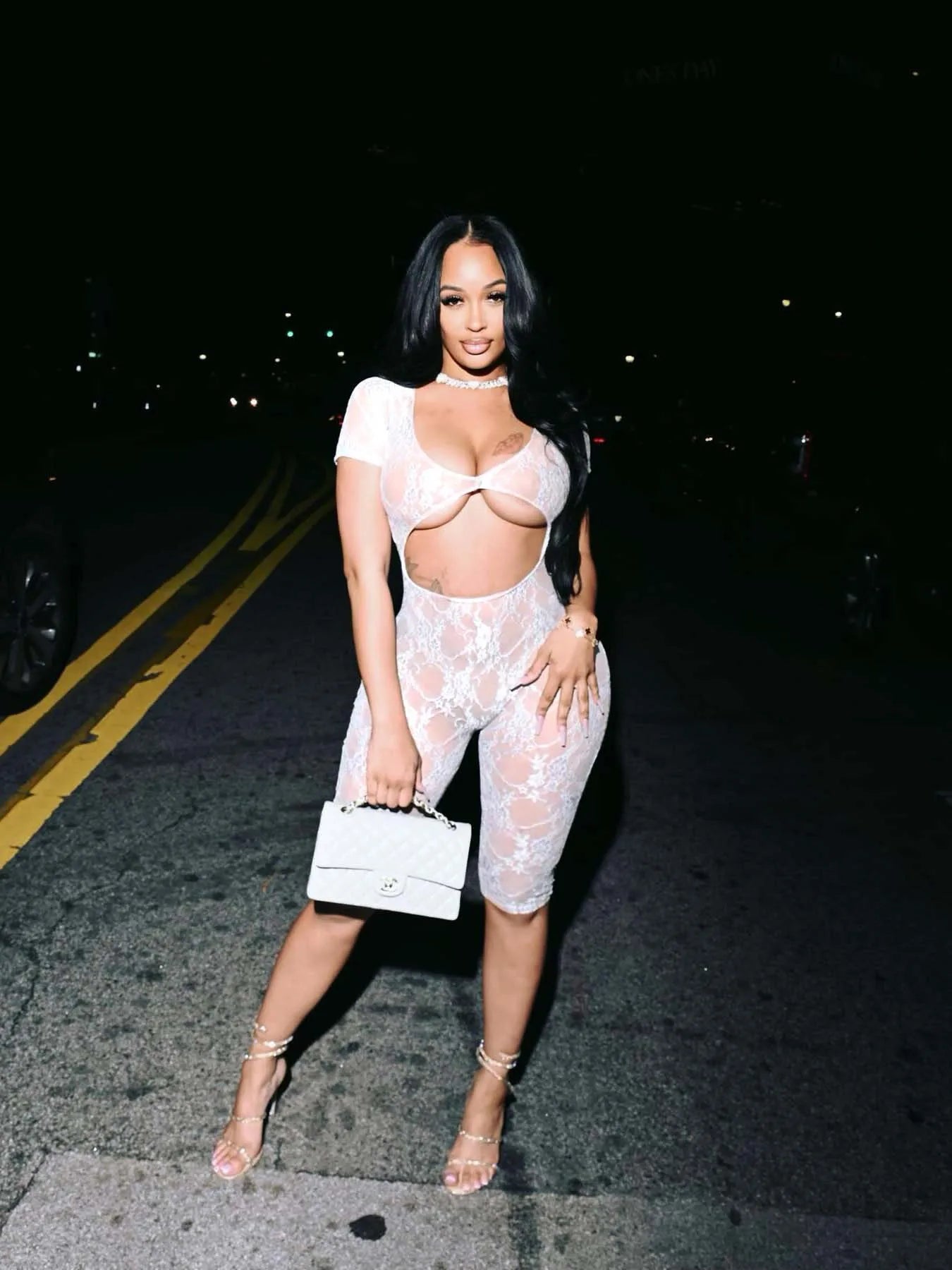 CM.YAYA 2024 Spring Short Sleeve Backless Women Lace Hollow Out Casual Rompers Playsuit Short Jumpsuits V-neck One Piece Outfits