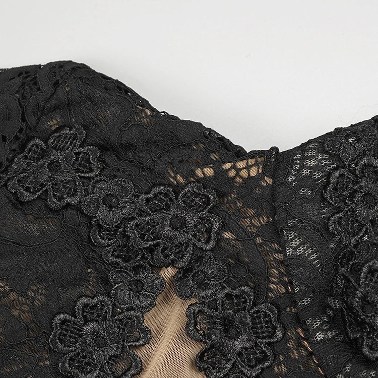 VC Lace Accent Maxi Dress High Neckline Cut-out Tulle Fabric Long Sleeves Floor Length Cocktail Party Evening Gowns