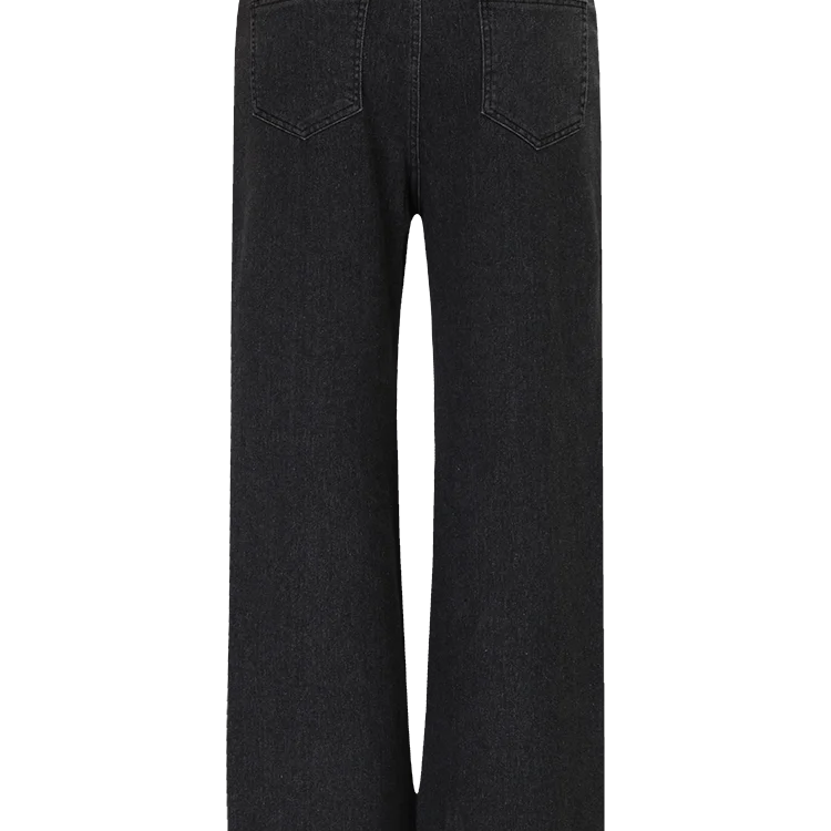 Fashion Trendy Diamond Design Loose Black Relaxation of Tall Waist Wide Legged Pants Autumn/Winter Women's Jeans