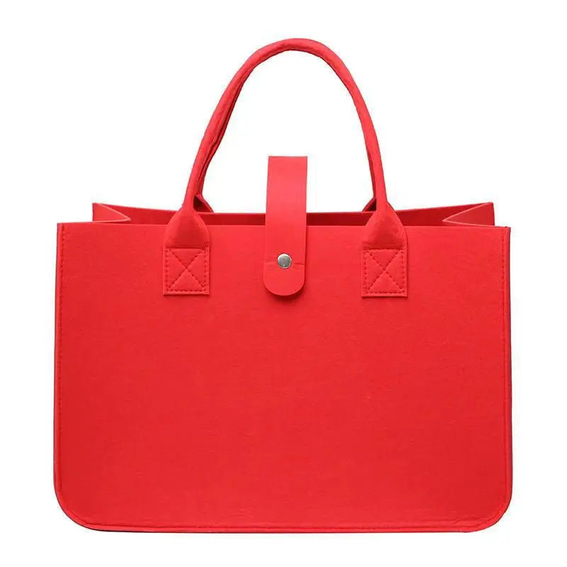 Fashion Women Winter Bag Felt Cloth Hand Bag Female Large Capacity Tote Bag Ladies Solid Color Travel Shopping Purses flag red