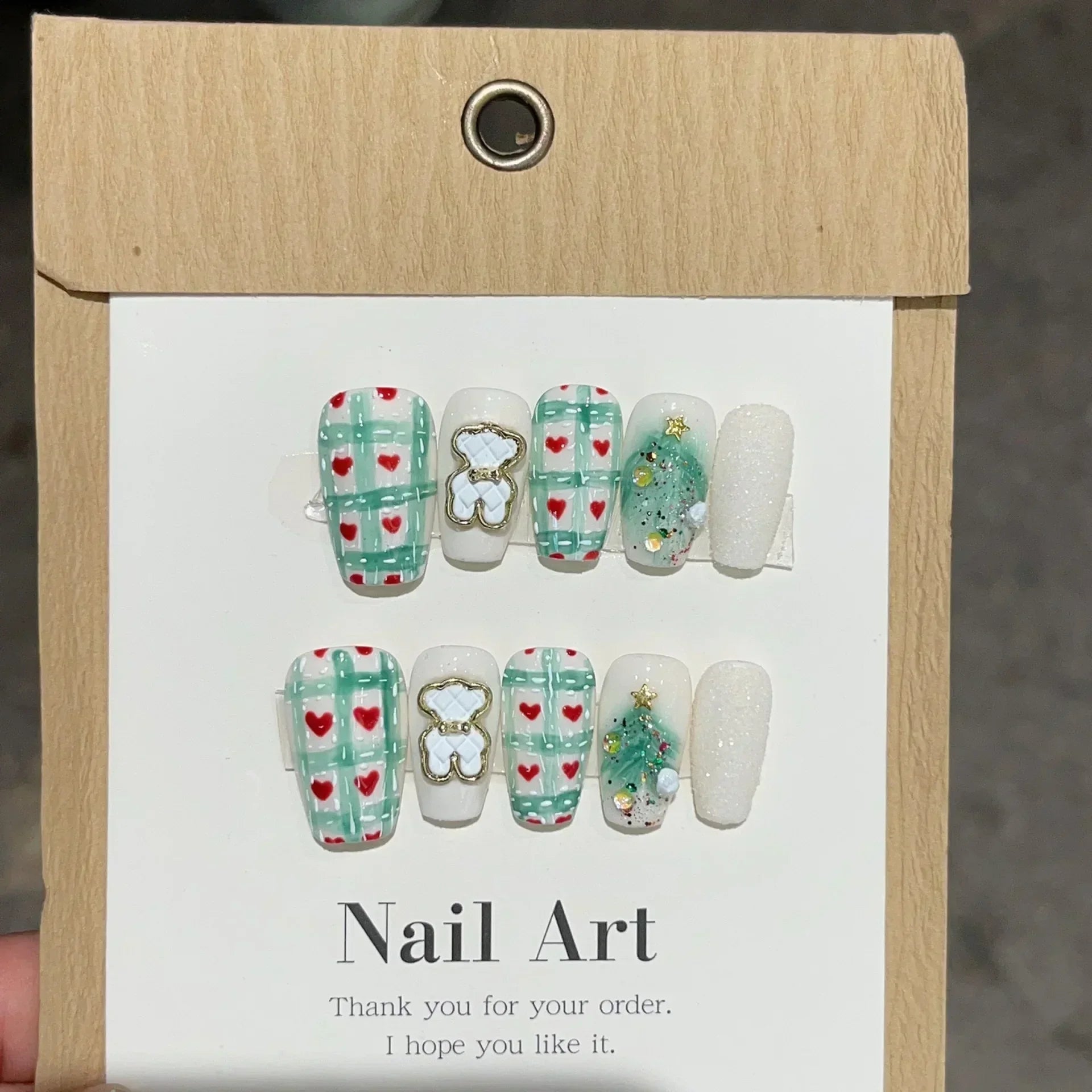 New Year And Christmas Hand Paint Snowflake Fake Nail Temperament Appear White False Nail Paste Pure Hand-maded Nail Decoration