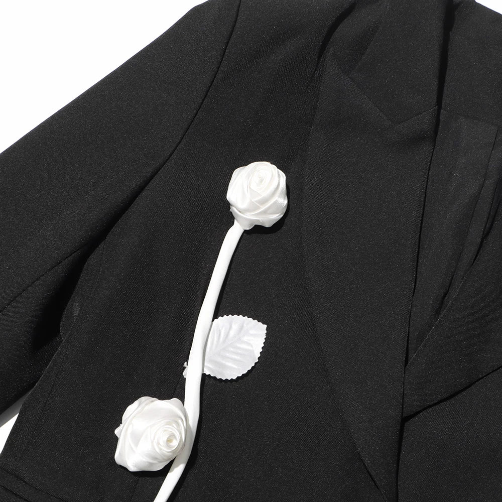 TWOTWINSTYLE Hit Color Spliced Appliques Fashion Jackets for Women Lapel Long Sleeves Patchwork Single Breasted Jacket Female