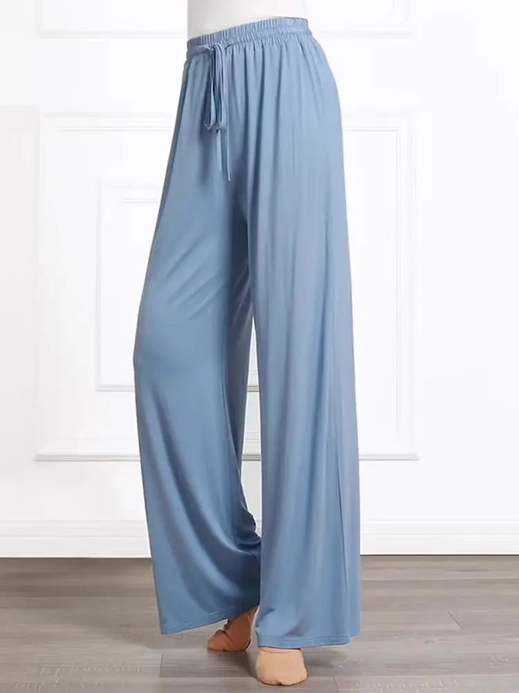 ITOOLIN Women Casual Straight Pants Drawstring Elastic Waist Thin Solid Pants Sports Wide Leg Trousers For Women Spring