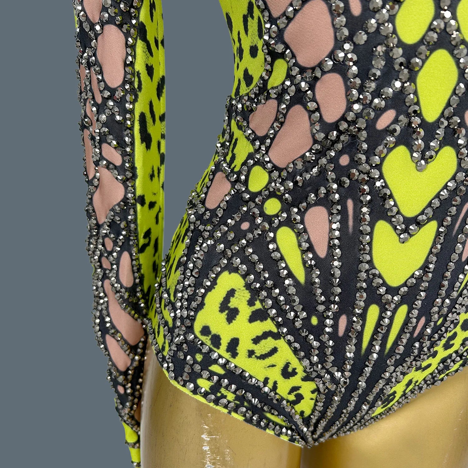 Sparkly Rhinestone Spandex Elastic Bodysuit gig Party Show Costume Fashion Women Dance Bodysuit Sexy Girls Club Wear Chongdong
