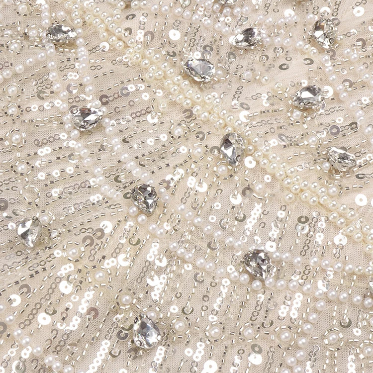 VC Nude Strapless Crystals Embellished Long Dress Sheath Low V Neck Sleeveless Feather High Side Slit Floor Length Evening  Gown