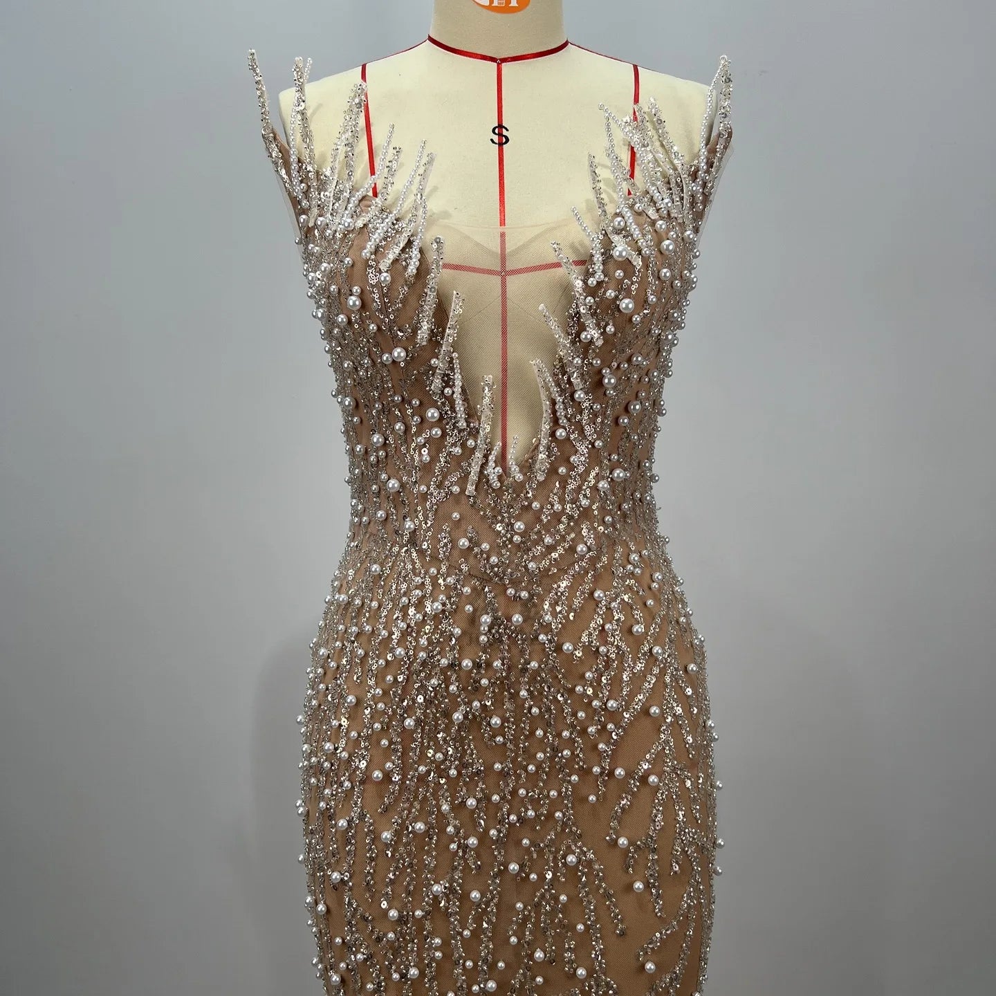 Haute couture Wedding Party dress Sequin embroidery Pearl Beading Sexy V-Neck Strapless Dress  Celebrity Birthday Party Outfit