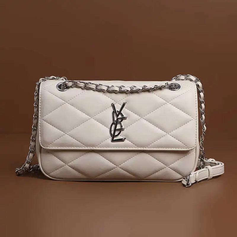 2025 New Women's Genuine Leather Quilted Chain Crossbody Bag, Vintage Shoulder Sling for Daily, Chic & Versatile