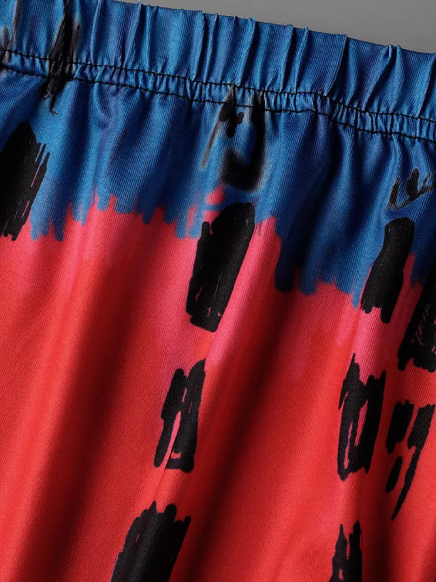 LW Plus Size shorts Two pieces sets casual long sleeve Tie Dye Bandage Top + Shorts Set 2024 NEW Spring summer Fashion 2pcs set