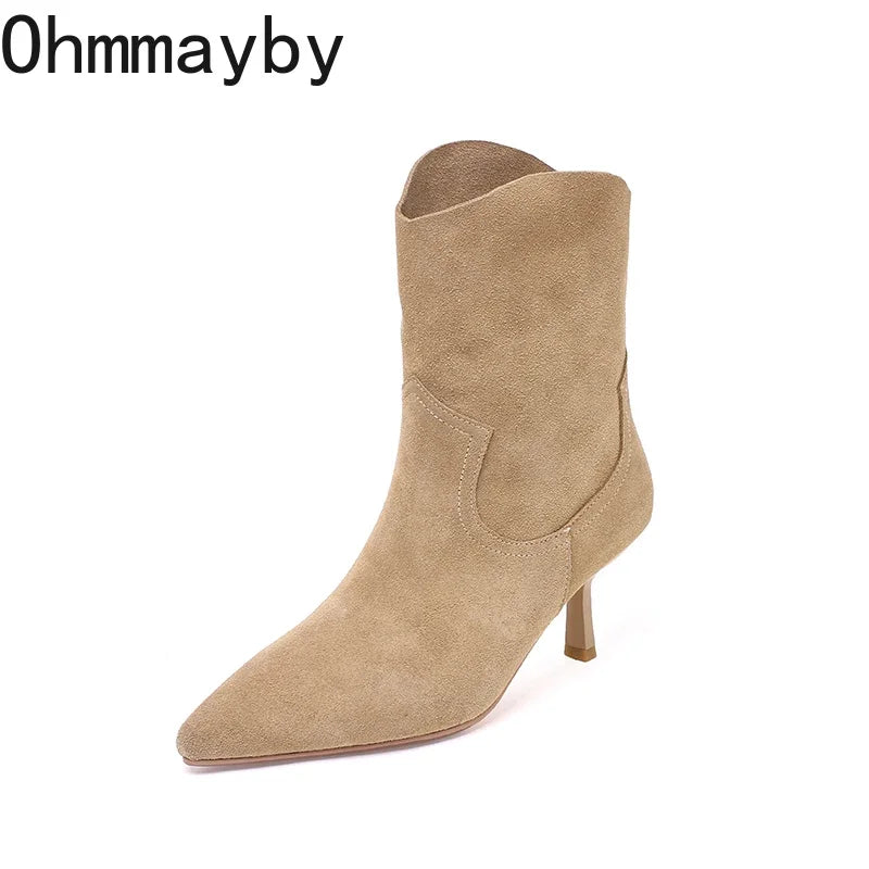 Autumn Ankle Boots For Women Fashion Slip On Short Boots Female Luxury Heel Women's Winter Footwear