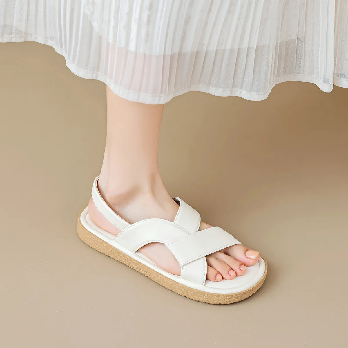 Summer Women's Outdoor Flat Sandals Korean Style Simple Fashion Flat Shoes Ladies Casual Shoes Size 41-43