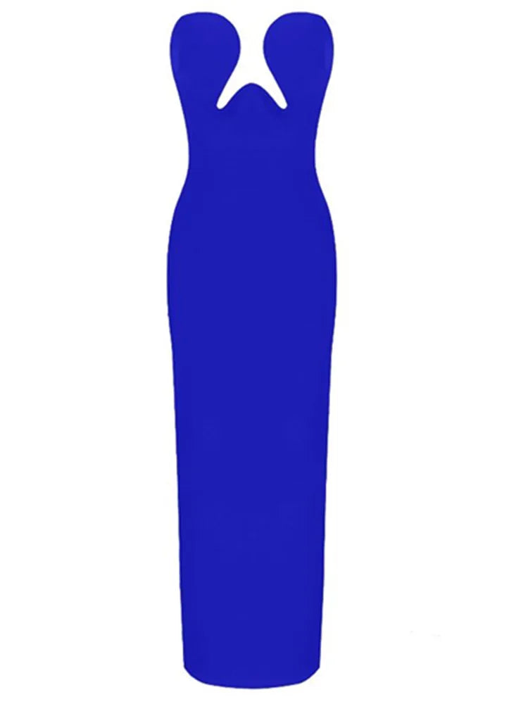 Vestido longo preto longo com alças e fenda, sexy, sem alças, justo, bandagem, elegante, para festa à noite, clube, inverno 2022