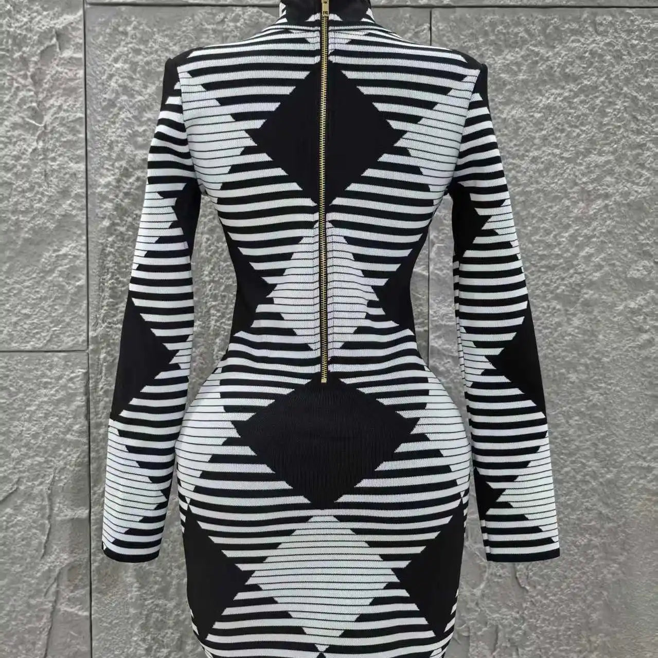 High Quality Women Long Sleeve Sexy Plaid Bodycon Mini Bandage Dress Fashion Evening Party Celebrate Office Wear Clothing