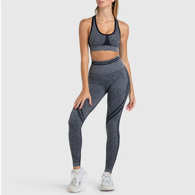 Seamless Yoga Sets Sports Fitness Peach Hip-lifting Shorts Beauty Back Short-Sleeved Suits Workout Gym Leggings Set for Women Heather Gray3