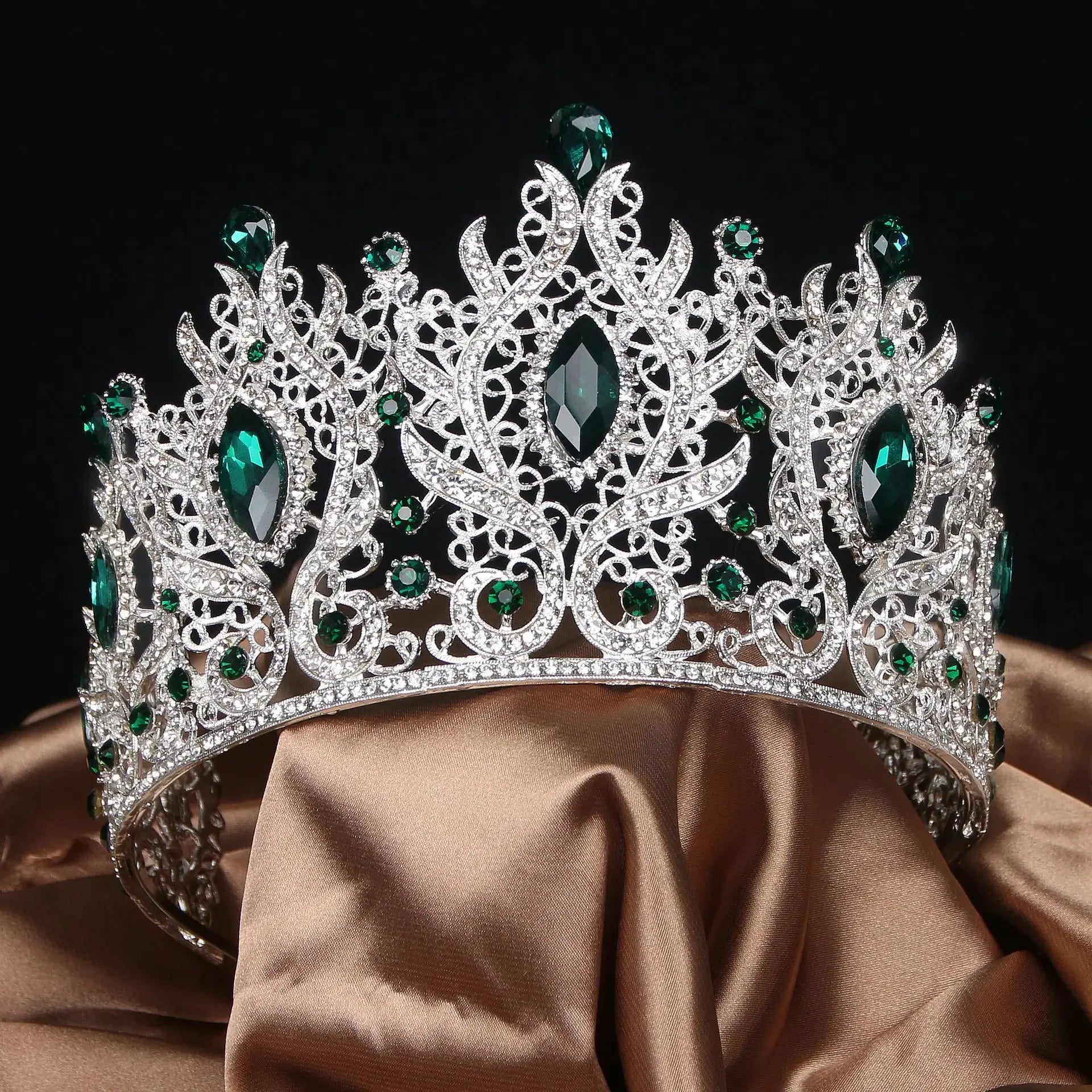 Green Bridal Crown Princess Tiara Headband Costume Party Accessories for Birthday Emerald Wedding Tiara for Women green Tiaras