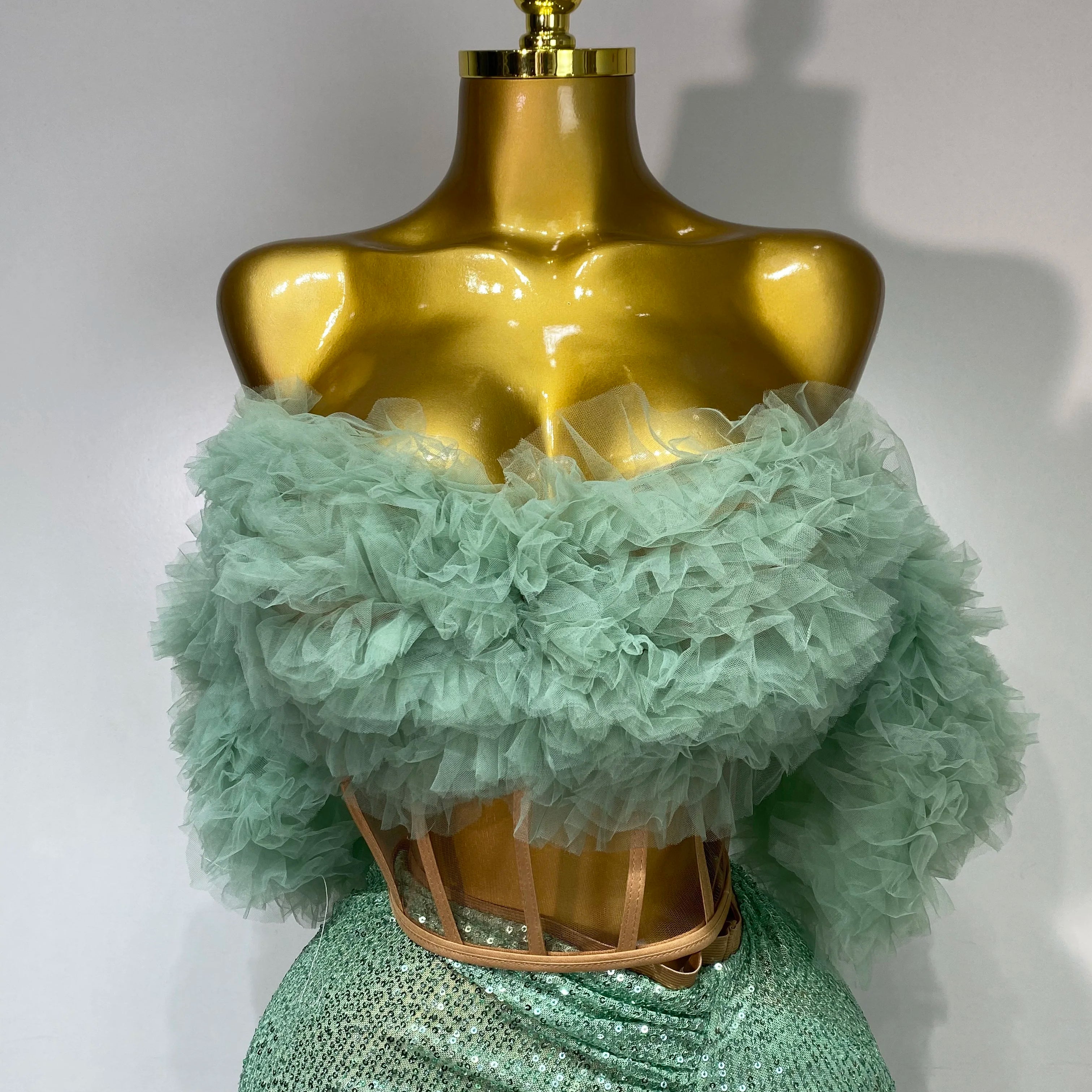 Women Sexy Sparkly Sequins Top Long Skirt Two Pieces Set Festival Celebrate Evening Party Luxury Birthday Nightclub Stage Outfit