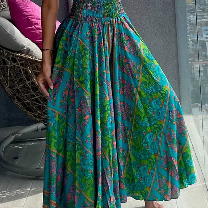 CM.YAYA Women Fashion Bandanna Paisley Big Swing High Waist Maxi Skirt Streetwear 2024 Boho Vintage Casual Long Skirts