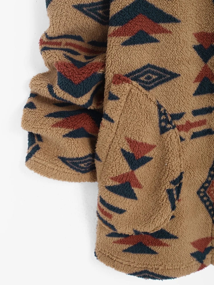 Stay Cozy This Winter with ZAFUL Women's Hooded Aztec Print Geometric Jacket