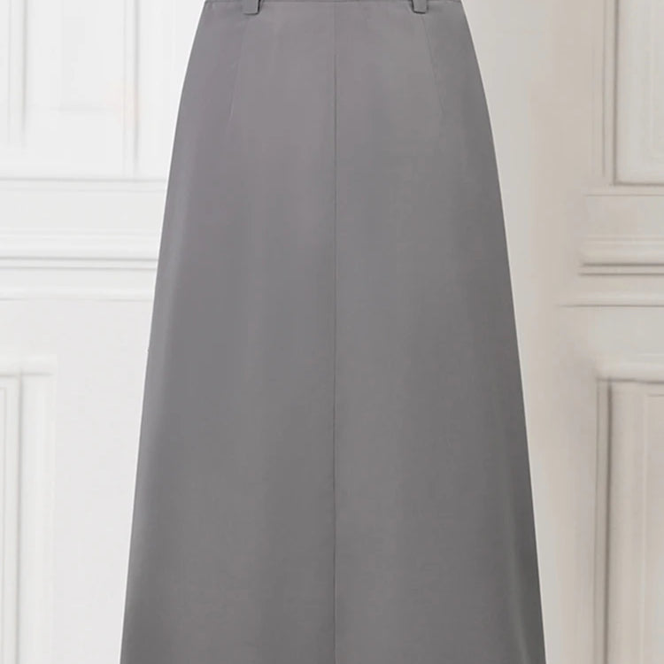 Women High Waist Jupe Korean Fashion Pleating Skirt Vintage Office Lady Spring Falda Holiday Loose Solid Maxi Skirts