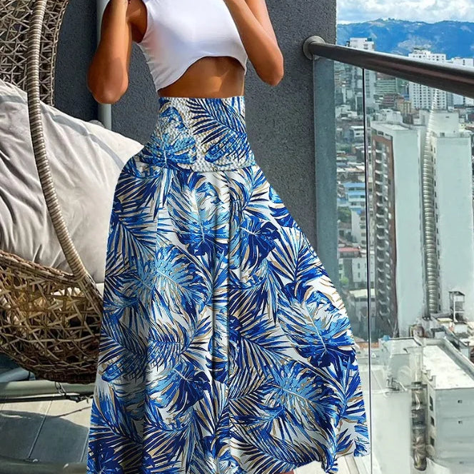 CM.YAYA Women Fashion Bandanna Paisley Big Swing High Waist Maxi Skirt Streetwear 2024 Boho Vintage Casual Long Skirts