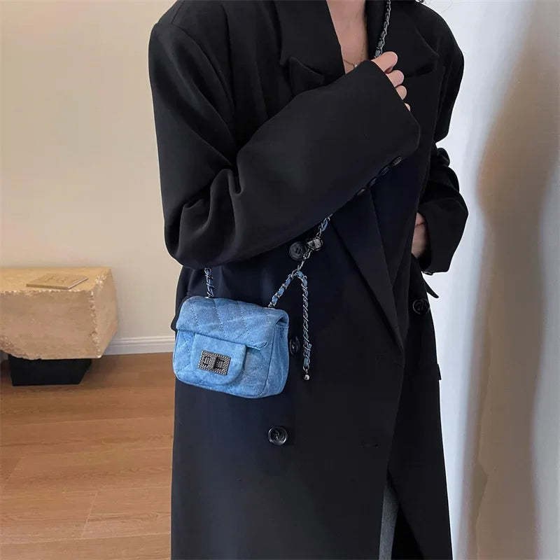 Winter Commuter Women's Crossbody Bag Retro Diamond Chain Square Handbag Shoulder Bag Elegant Sensation Commute Work Bag