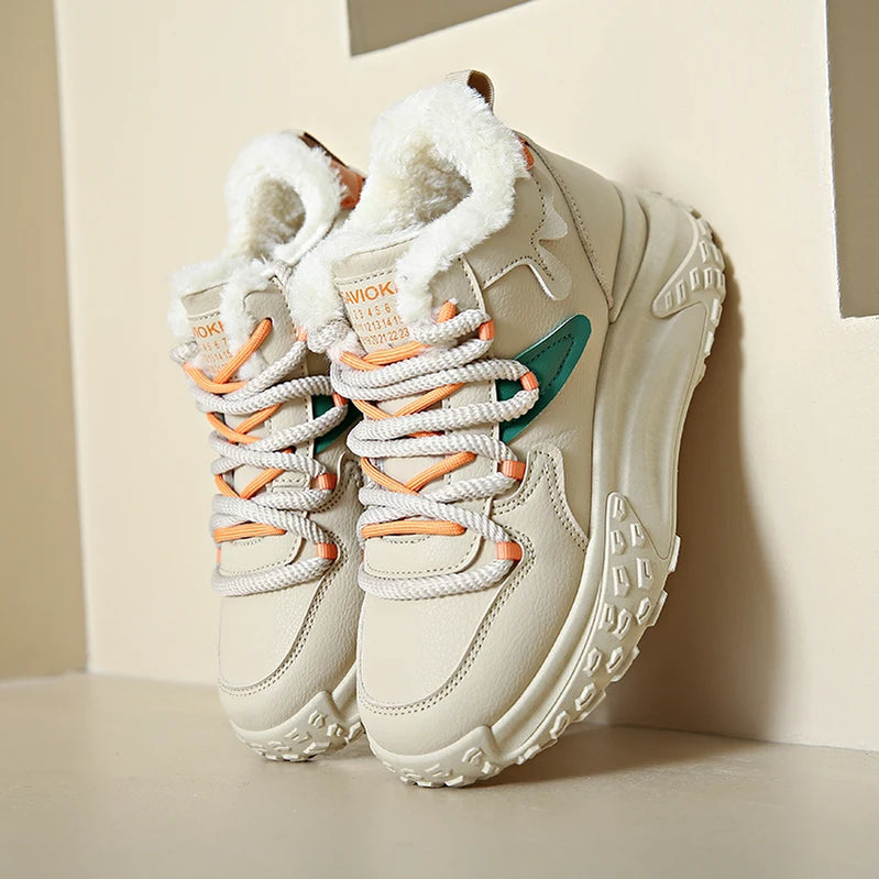 High Top Sneakers for Women Platform Lace Up Leather Walking Sport Shoes Running Tennis Non Slip Ankle Booties Fashion kaqi