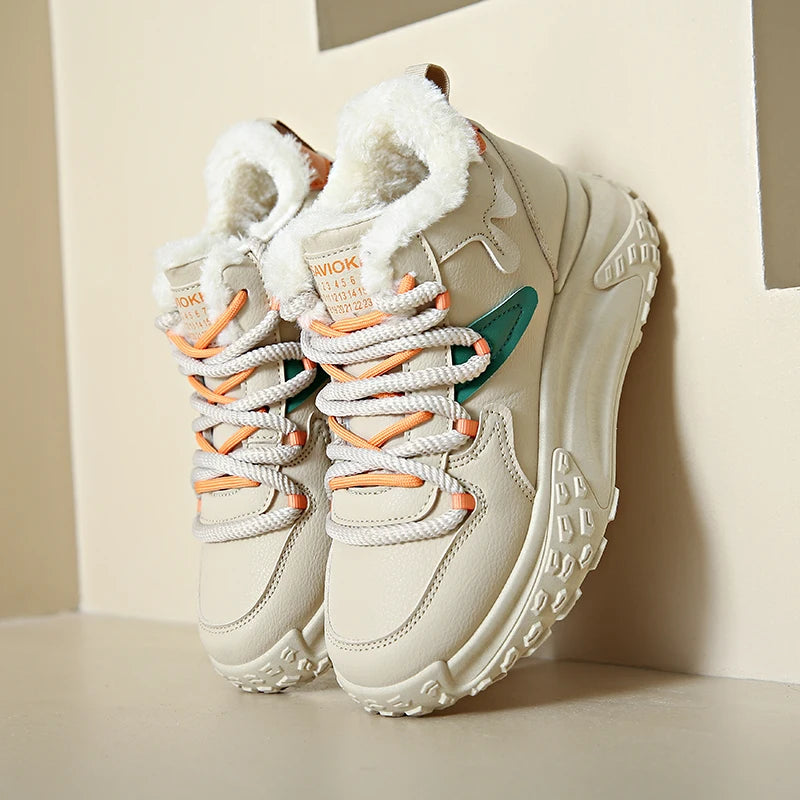 High Top Sneakers for Women Platform Lace Up Leather Walking Sport Shoes Running Tennis Non Slip Ankle Booties Fashion kaqi