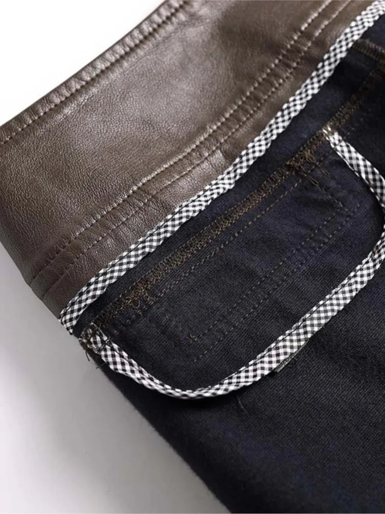 ZUZK High Quality Women PU Leather Wed Leg Pants Autumn Winter Fashion Warm Long Leather Pants Elegant LeatherTrousers