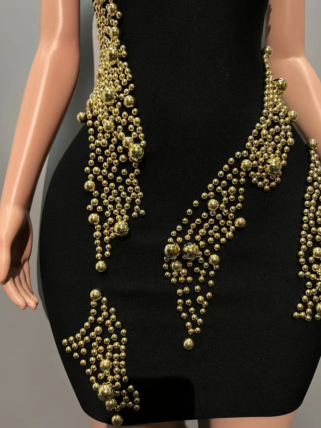 Women Sleevelss Sexy Square Collar Beading Bodycon Mini Bandage Dress Celebrate Nightclub Party Birthday Outfit