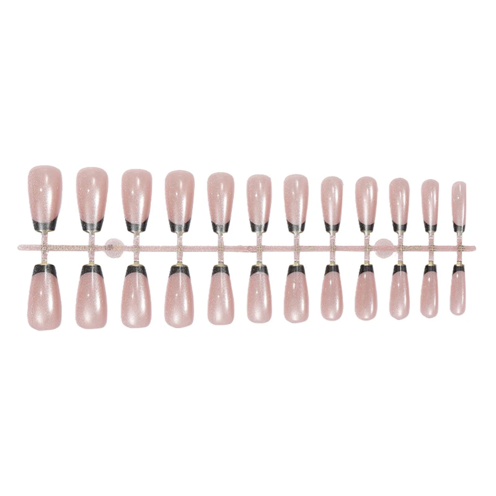 Gold/Black French Fake Nails 24Pcs Glossy Cat's Eyes Press On Nails Gentle Women Charm Manicure Full Cover False Nails Art