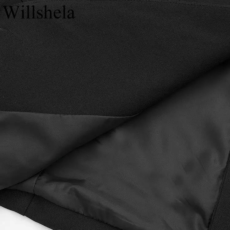 Women Fashion Satin Black With Feather Blazer Jacket Vintage Notched Neck Single Button Long Sleeves Female Outfits