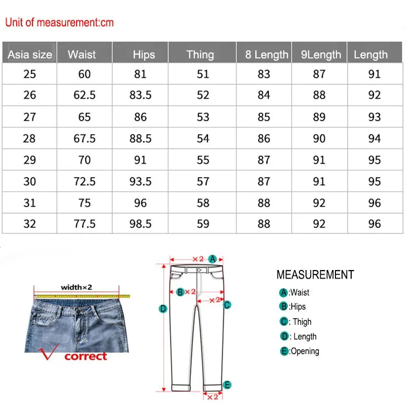 Straight Slim Fit Denim Jeans For Women High Waist French Elastic Classic Sweet Girl Design Long Pants