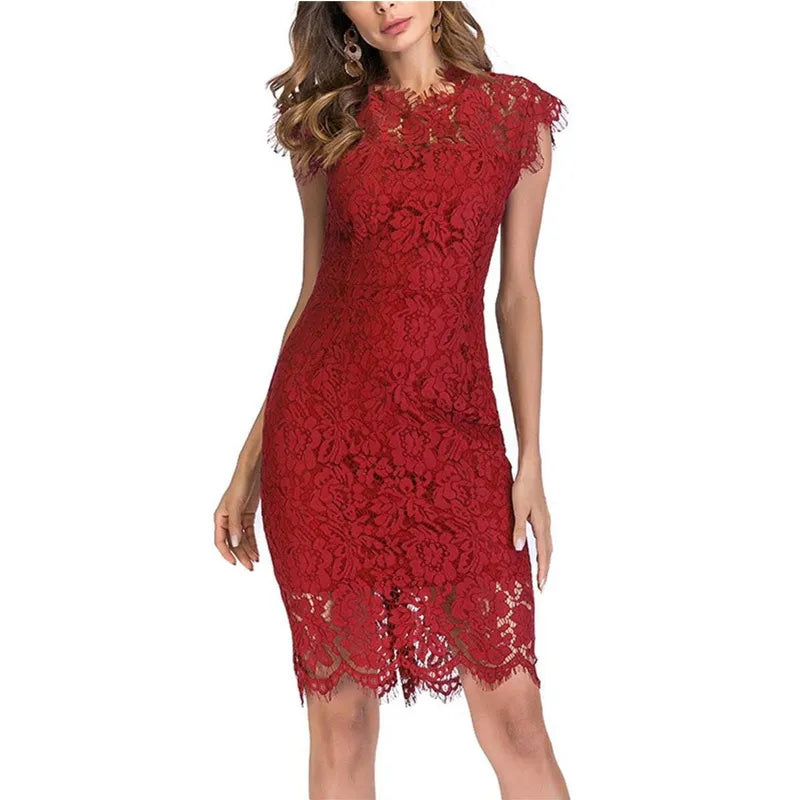 lace slim bag hip sexy dress woman Red